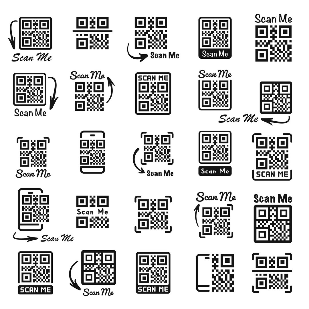 Qr Code Scan Me Icon Collection. Quick Response Code Vector Etsy