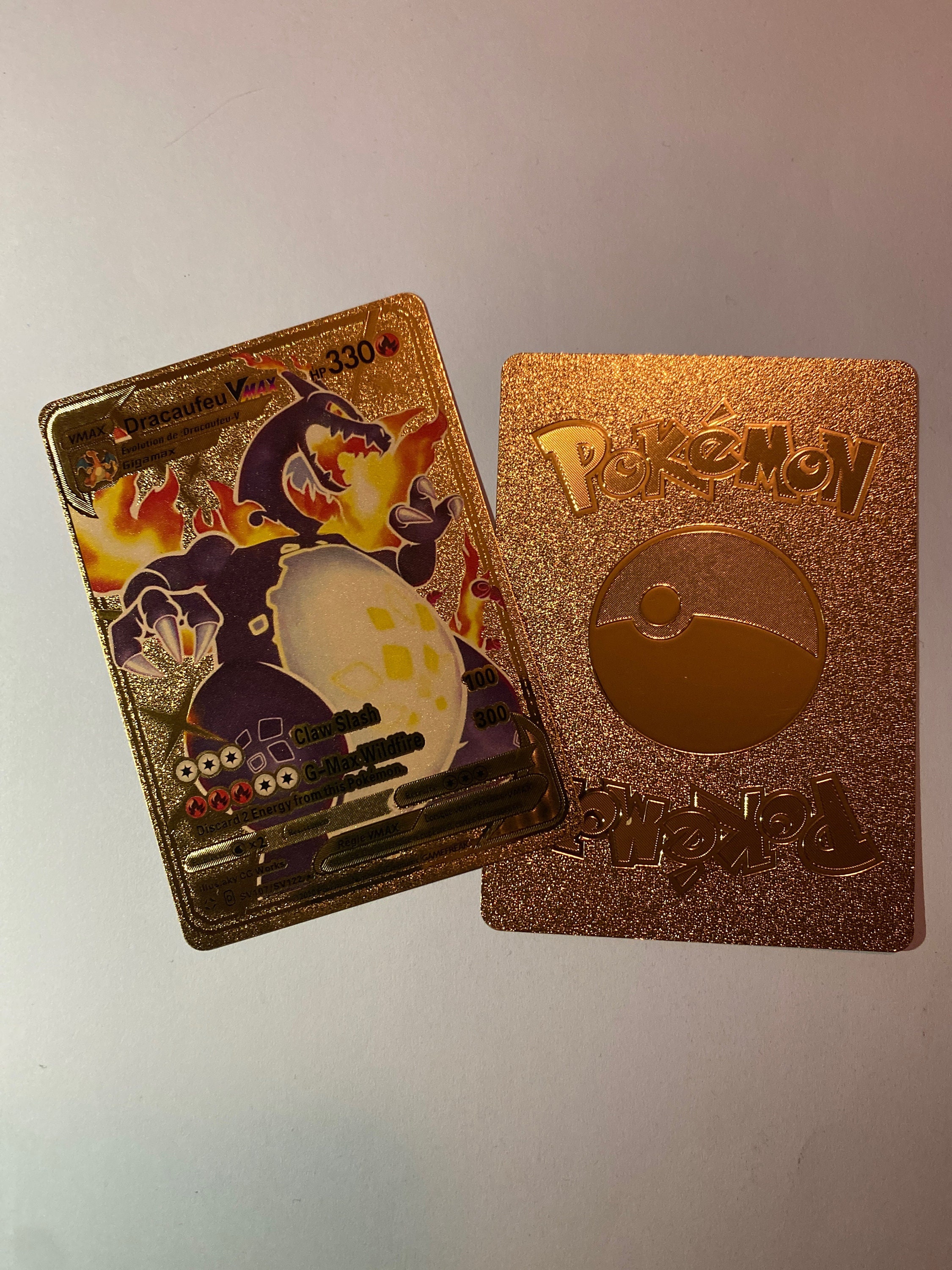 Dracaufeu VMAX Golden Pokémon Card Shiny Holo Custom Gold Card Etsy