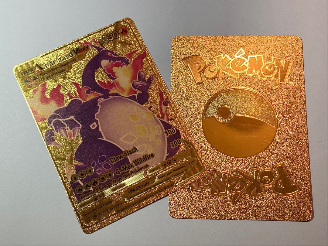 Charizard VMAX V4 Golden Pokémon Card Shiny Holo Custom Gold Etsy