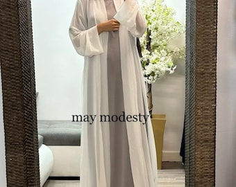 chiffon open abaya with belt