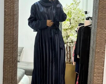 Pleated satin maxi dress