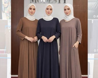 High quality Plain jersey abaya with pockets size (50–58) available