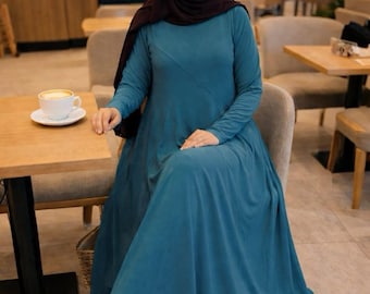 Our gorgeous soft jersey flowy umbrella abaya with pockets in all beautiful colours size(50–58).