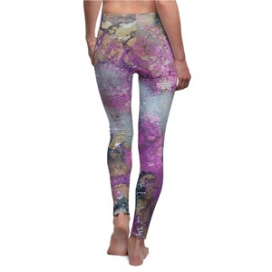 Women's Casual Leggings Pink Galaxy zdjęcie 3