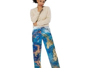Spodnie unisex z szerokimi nogawkami - Blue Sea