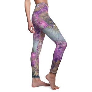 Women's Casual Leggings Pink Galaxy zdjęcie 2