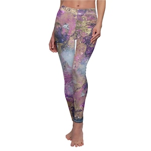 Women's Casual Leggings Pink Galaxy zdjęcie 1