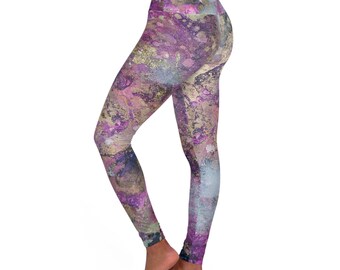 High Waisted Yoga Leggings Pink Galaxy