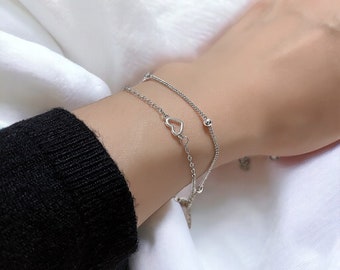 Sterling Silver Heart Bracelet | Dainty Bracelet | Minimalist Bracelet | Adjustable Bracelet | Silver Bracelet | Gift For Her