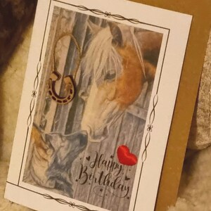 Tarjeta de cumpleaños y regalo con imagen, para cualquier ocasión, caballos y perros, a medida.