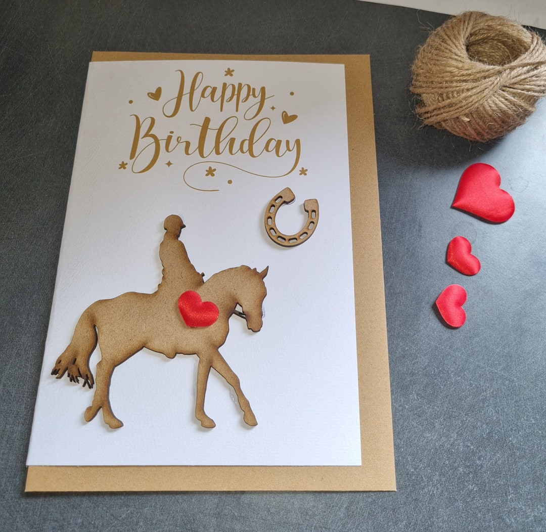 Birthday My Rider Handmade Horse Rider Birthday Card: Embossed Wooden Design - Etsy