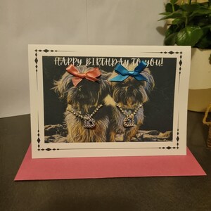 Carte de voeux, anniversaire, shih-tzu, poésie, sur mesure.