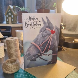 Herzlichen Glückwunsch zum Geburtstag, Pferd Grußkarte, Pferdekopf.