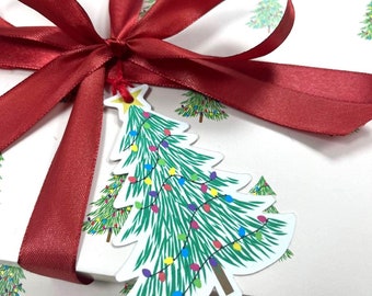 Christmas Tree Gift Tag – Rainbow Lights, Holiday Favor