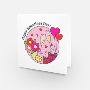 Biglietto di San Valentino - Collezione Circle Card. Cuori, fiori e champagne.
