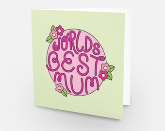 Worlds Best Mum, Pink & Green  - Circle Card Collection.