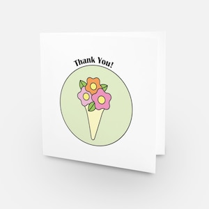 Personalised Thank You Card  - Circle Card Collection. Flowers.