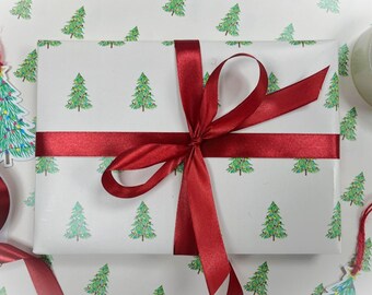 Christmas Tree Wrapping Paper – Cream & Rainbow Lights (50cmx70cm Sheet)