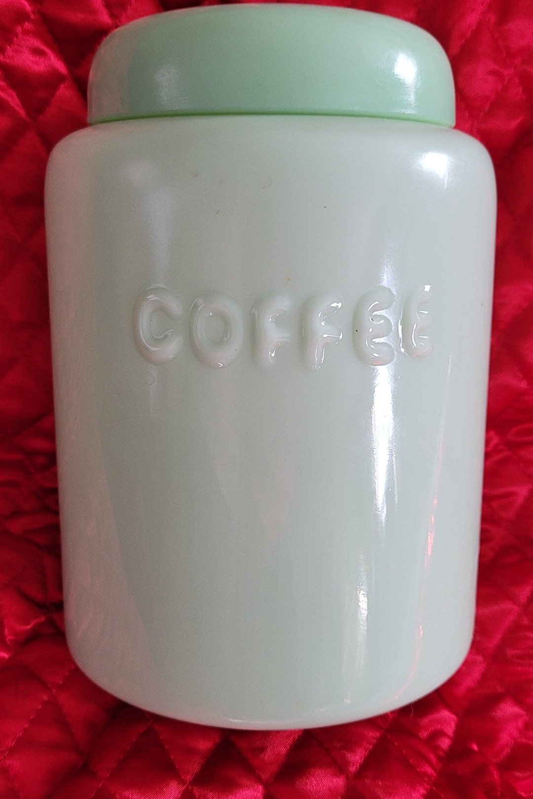 Jadeite Canister W/dome Lid Etsy