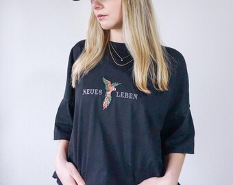 Parrot, T-shirt, unisex, black, parrot, organic cotton, Fair Wear, embroidered, New Life, Christian, Christian merch