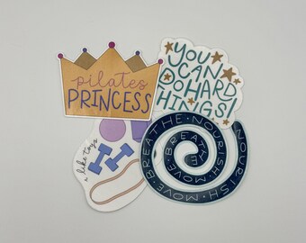 Workout / Pilates Princess / Hand Drawn Stickers and Magnets