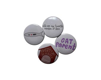 Katzeneltern / Hand gezeichnete Knöpfe