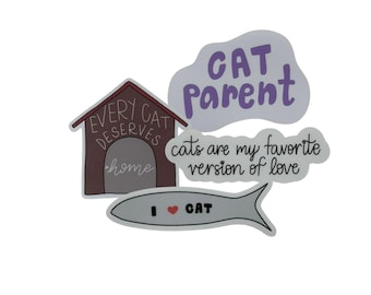 Katzen Eltern / Handgezeichnete Aufkleber