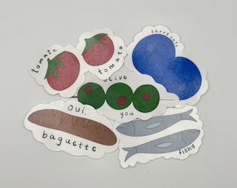 Food Doodles / Hand Drawn Stickers and Magnets