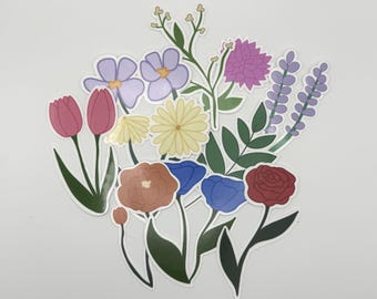 Flowers / Hand Drawn Stickers and Magnets