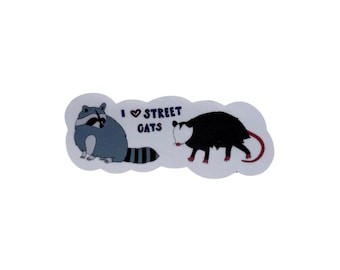 Wildtiere / Ich liebe Straßenkatzen / Handgezeichnete Aufkleber