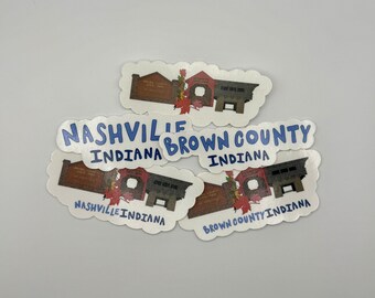 Nashville, IN and Brown County  / Landmarks Montage / Hand Drawn Stickers