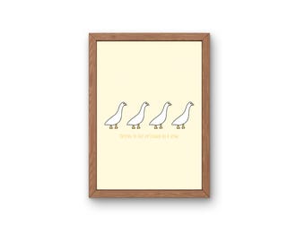 Alberne Tierkritzeleien / Enten in einer Reihe / DIGITAL-PRINT