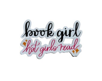Bücherwurm / Heiße Mädchen Lesen und Buch Mädchen / Handgezeichnete Aufkleber
