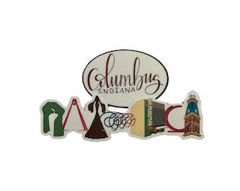 Columbus, IN Wahrzeichen Montage / Handgezeichnete Aufkleber