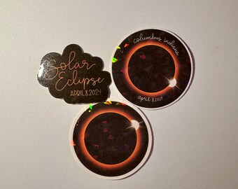 Total Solar Eclipse Hand Drawn Stickers -- Columbus, IN