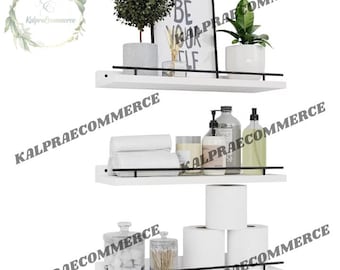 Set of 3 Wood Bathroom Shelves | Wall Shelves for Bedroom |  Wood Floating Shelf | kitchen Shelves | Bathroom Organizer | Rustic Wood Shelf
