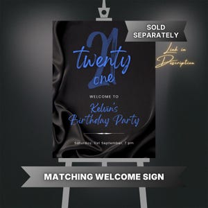 Editable Black and Blue Birthday Invitation for Men, Printable Navy Blue Birthday Party Invitation, Classy Satin Silk Text Invite Template image 4