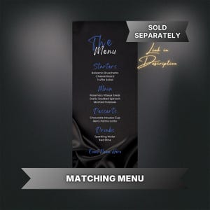 Editable Black and Blue Birthday Invitation for Men, Printable Navy Blue Birthday Party Invitation, Classy Satin Silk Text Invite Template image 5