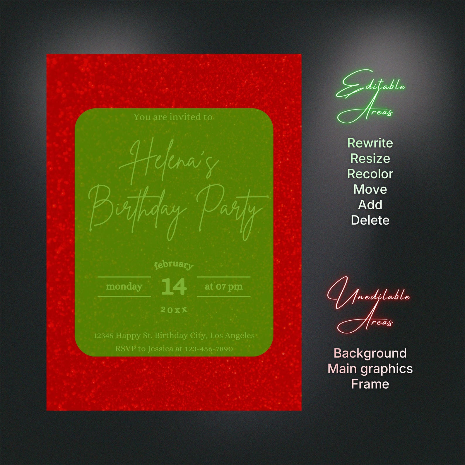 Ruby Ball Invite Editable All Red Birthday Invitation for Women, Feminine Ruby Red ...