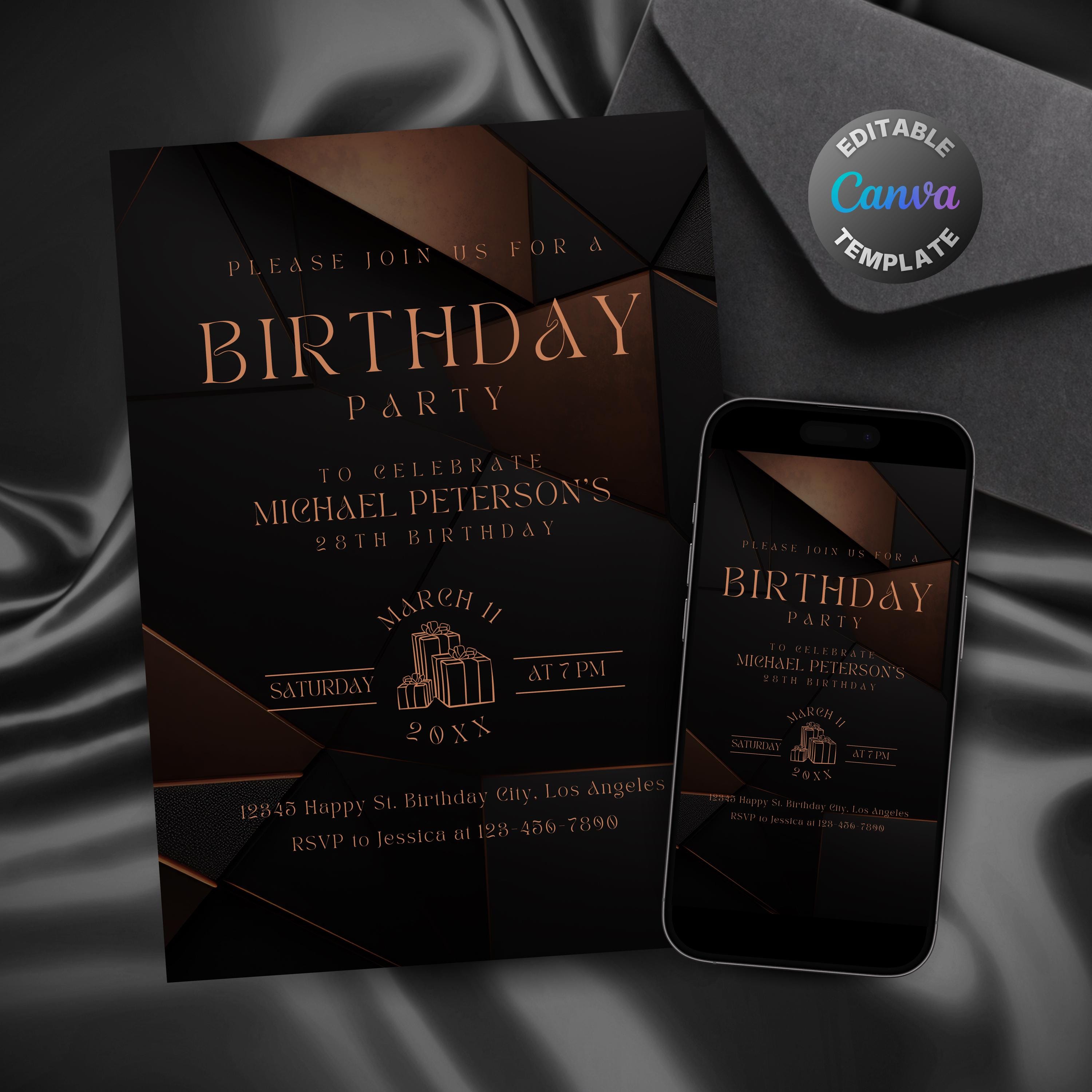 Utcom Invite Editable Brown Birthday Invitation for Men, Printable Shades of Brown ...