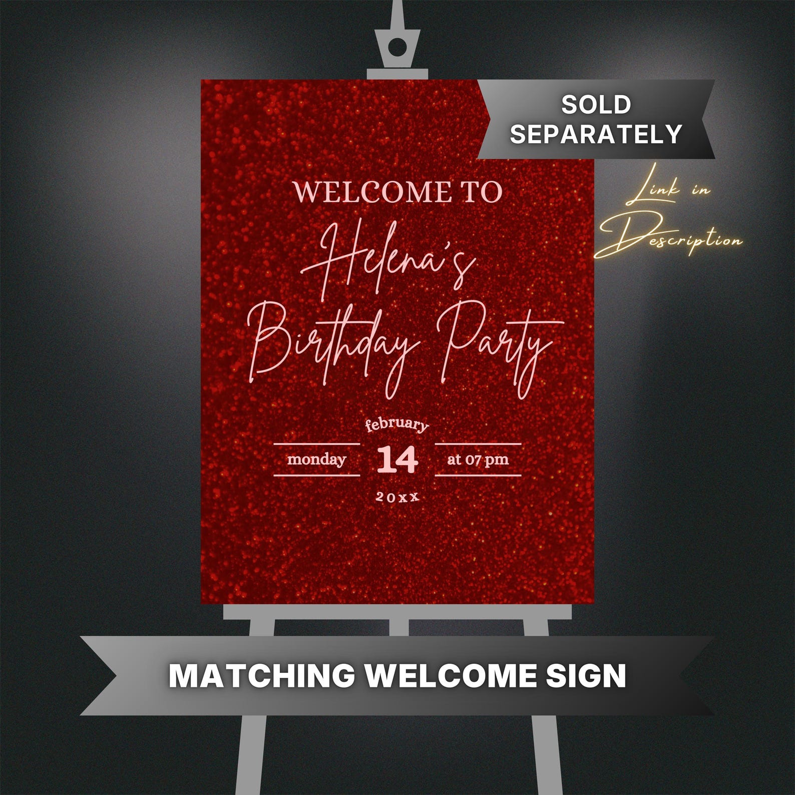 Ruby Ball Invite Editable All Red Birthday Invitation for Women, Feminine Ruby Red ...