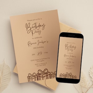 Editable Shades of Brown Birthday Invitation, Printable All Brown Birthday Party Invitation, Classy Shades of Melanin Text Invite Template