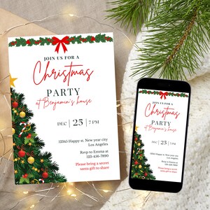 Editable Christmas Party Invitation, Printable White Jingle and Mingle ...