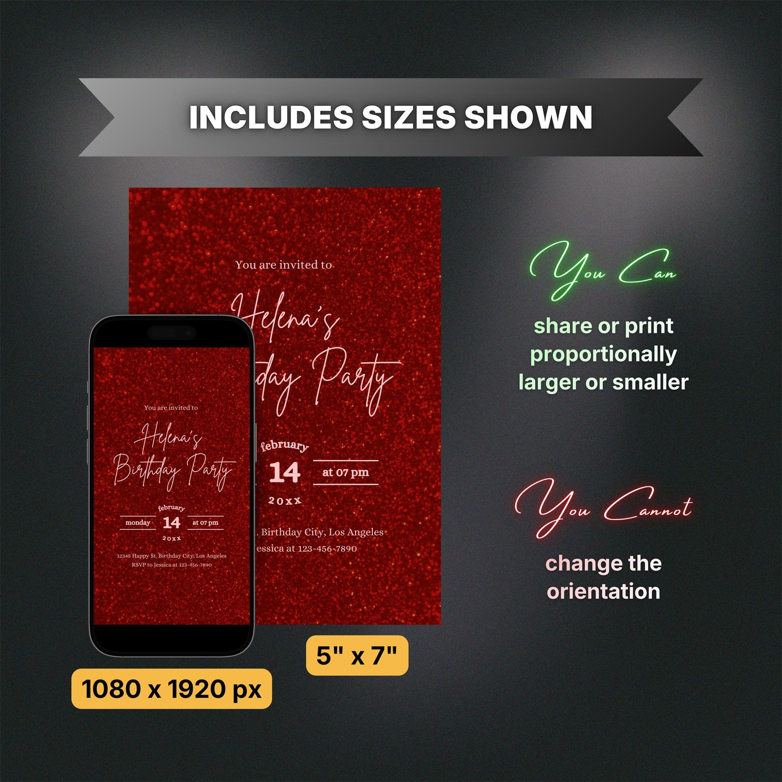 Ruby Ball Invite Editable All Red Birthday Invitation for Women, Feminine Ruby Red ...