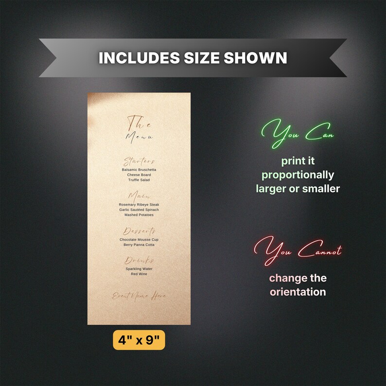 Editable Beige Menu, Printable Beige and Brown Dinner Menu, Elegant ...