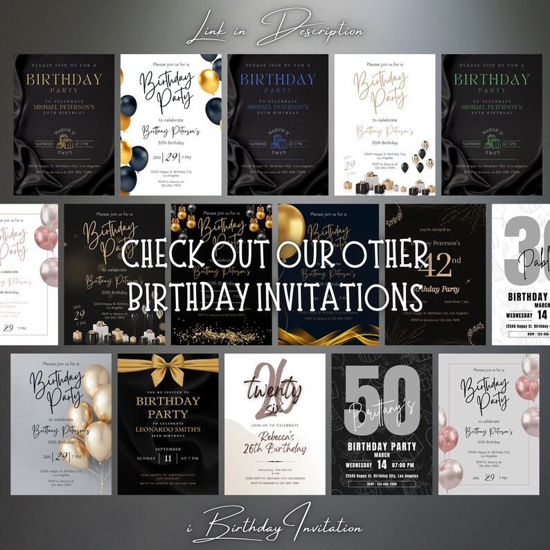 Editable Birthday Invitation Printable Bday Party Invite Shareable ...
