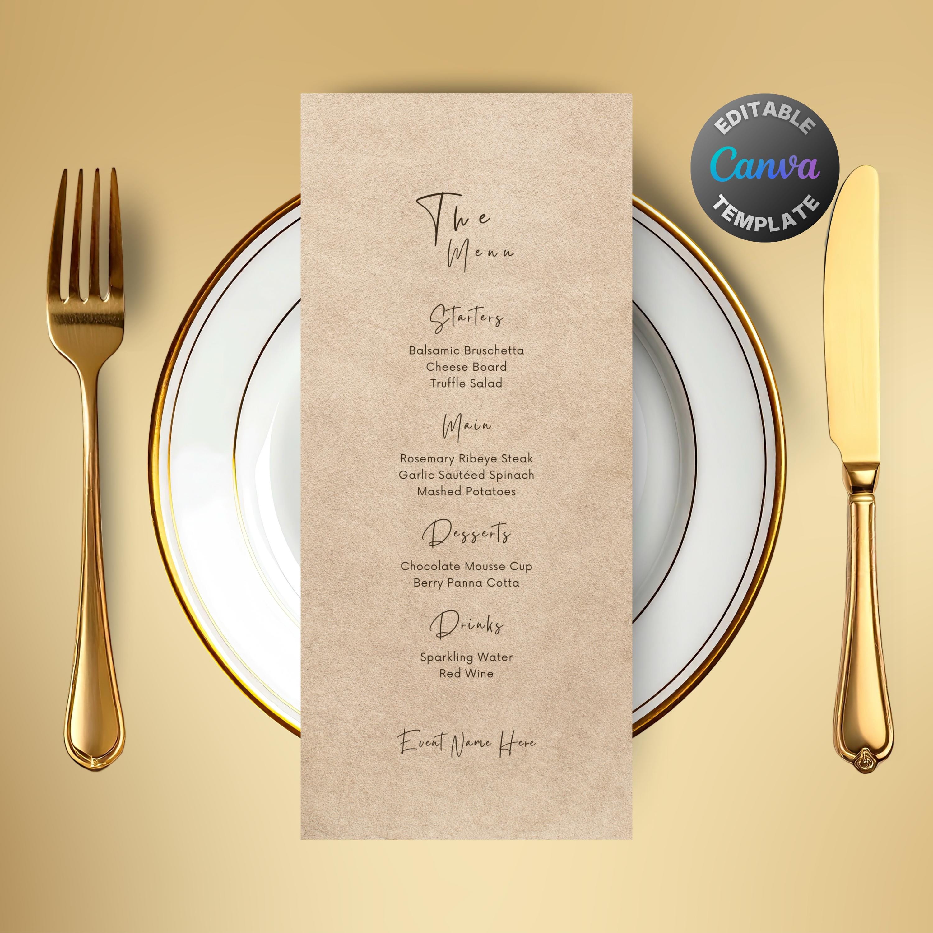 Editable Soft Beige Menu, Printable Beige Dinner Menu, Elegant Neutral ...