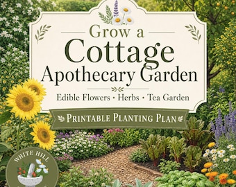 Cottage Apothecary Garden Plan | Edible Flower & Herb Garden Layout, Printable Planting Guide and Recipes