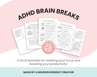 ADHD Brain Break Activity List | Focus Reset Prompts (Digital Download)