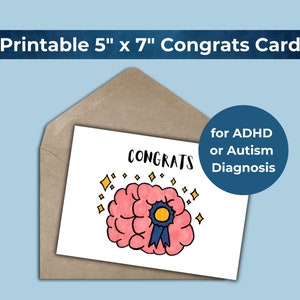 Felicitaciones por la tarjeta de felicitación digital de diagnóstico de TDAH, autismo o auDHD, regalo de diagnóstico tardío